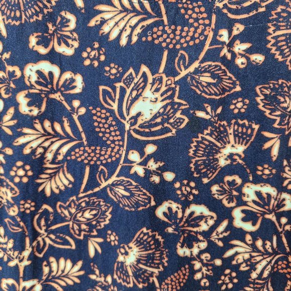 Gloria Vanderbilt Womens Top XL 3/4 Sleeve Navy Coral Floral Print Blouse Tunic - Picture 3 of 8